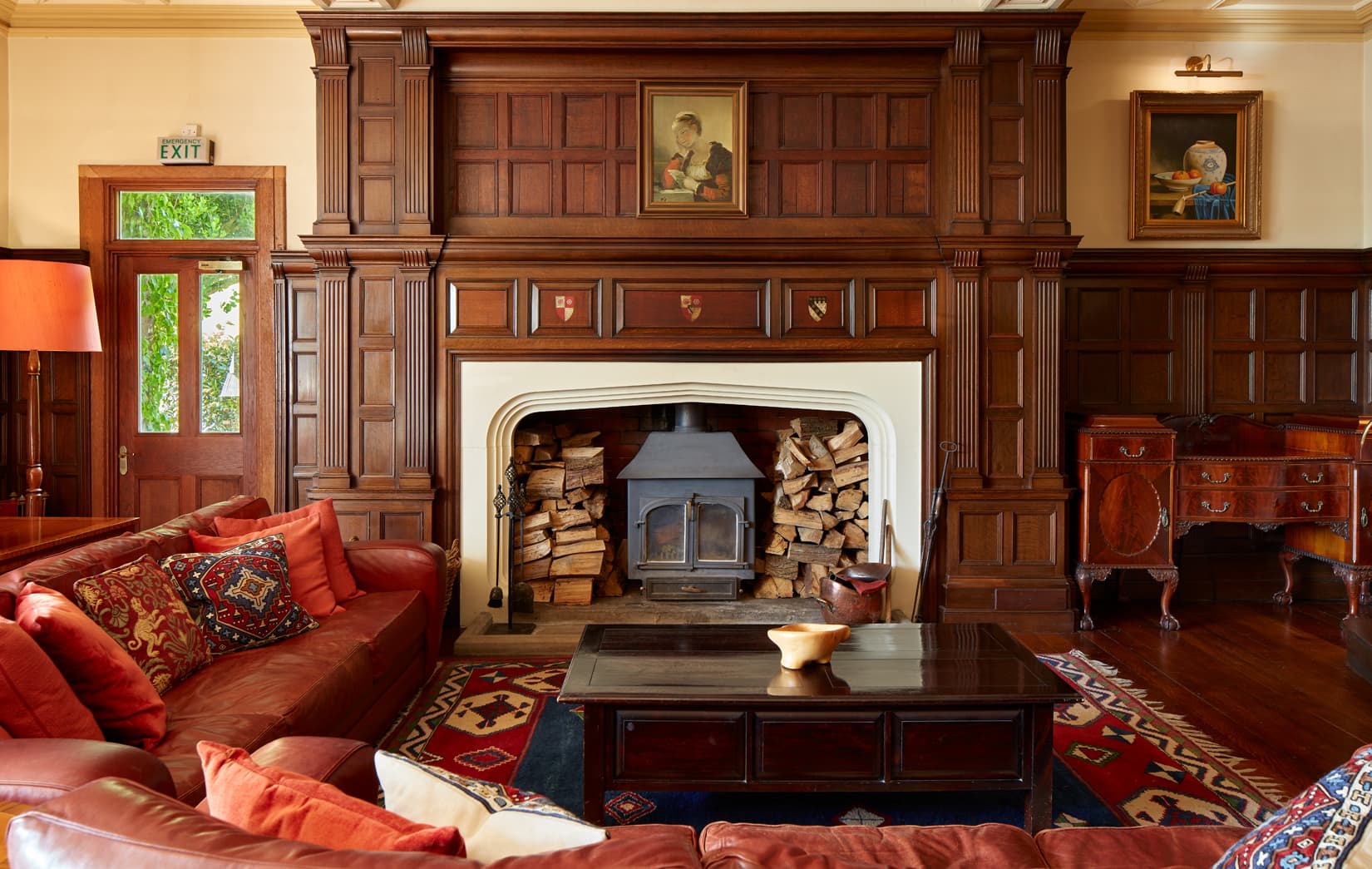 The fireplace at Penmaenuchaf lounge